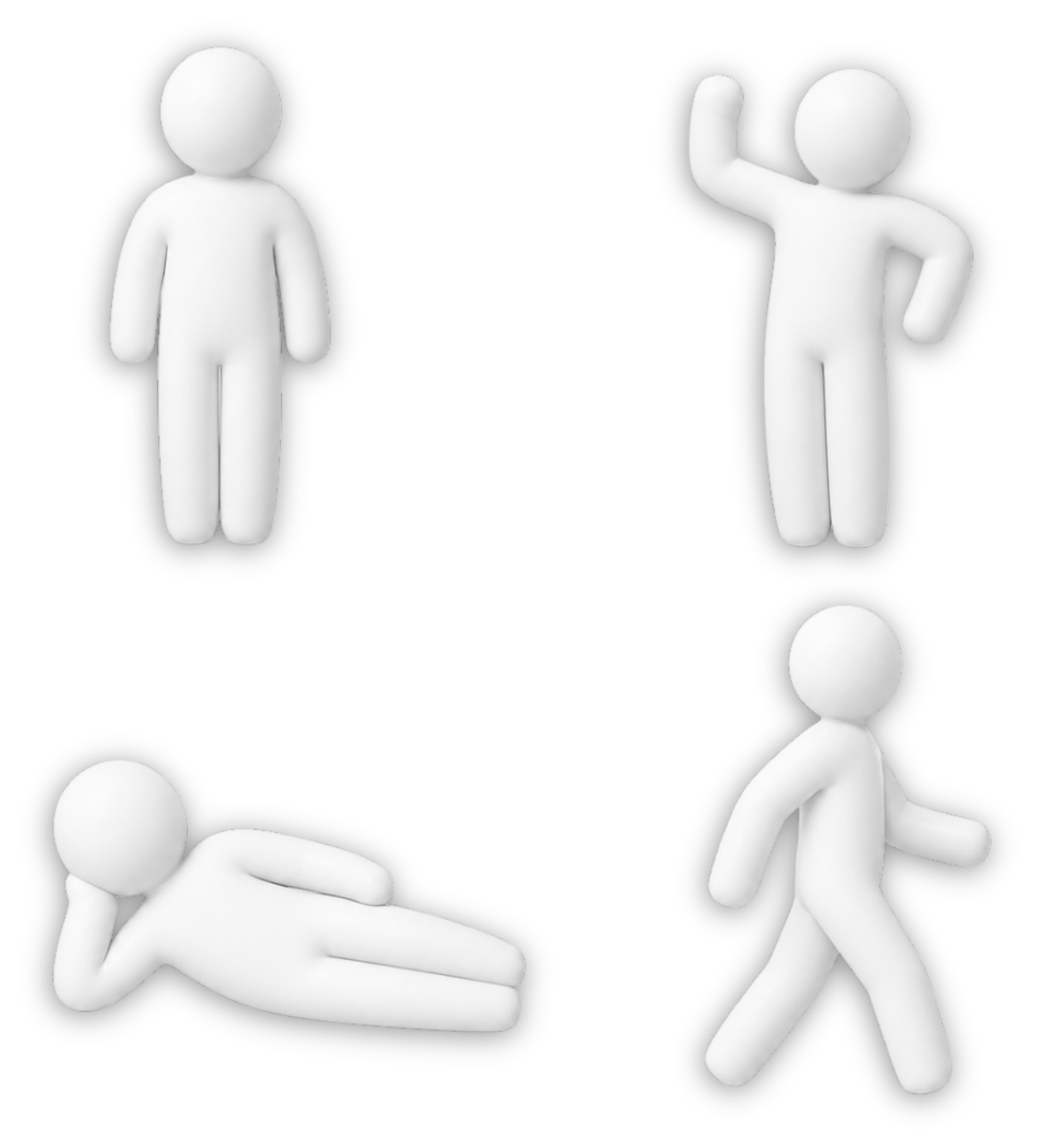 4 reusable hero figures in different poses